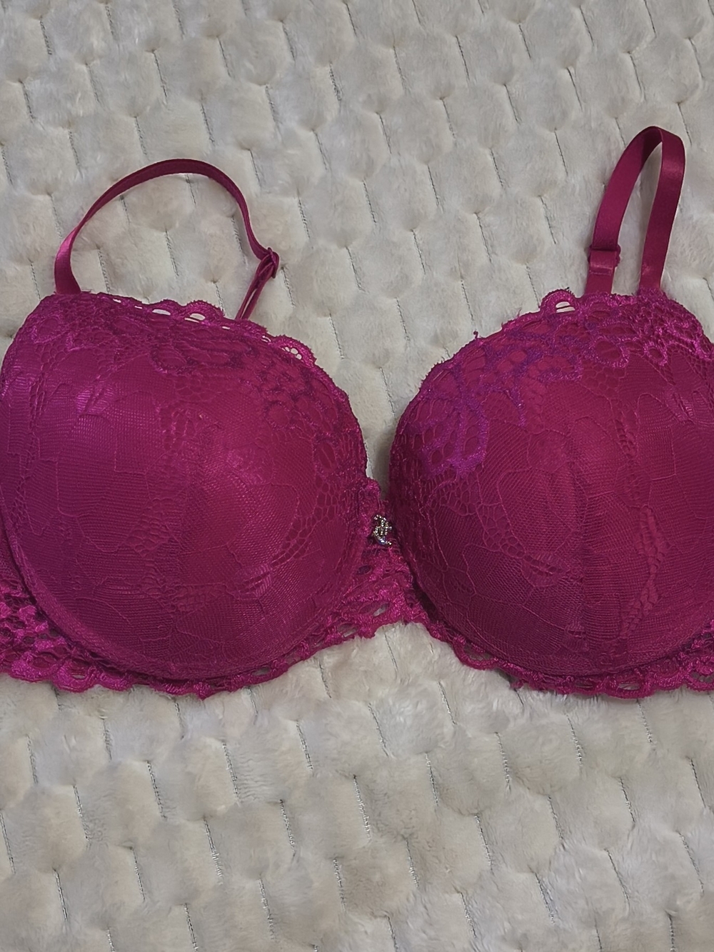 Juicy Couture Lace Padded Bra - Hot Pink